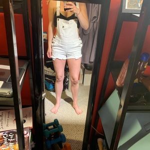 White overall shorts